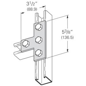 B-Line B133ZN Flat Tee Plate, 4 Holes, 5-3/8 in L x 3-1/2 in W x 1/4 in THK, Strip Steel