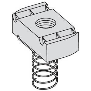 B-Line N224ZN 200 Standard Channel Nut With Spring, For Use With B22, B24, B26 and B32 Series Medium Channel, 1/4 in THK, 1/4-20 Thread, Steel