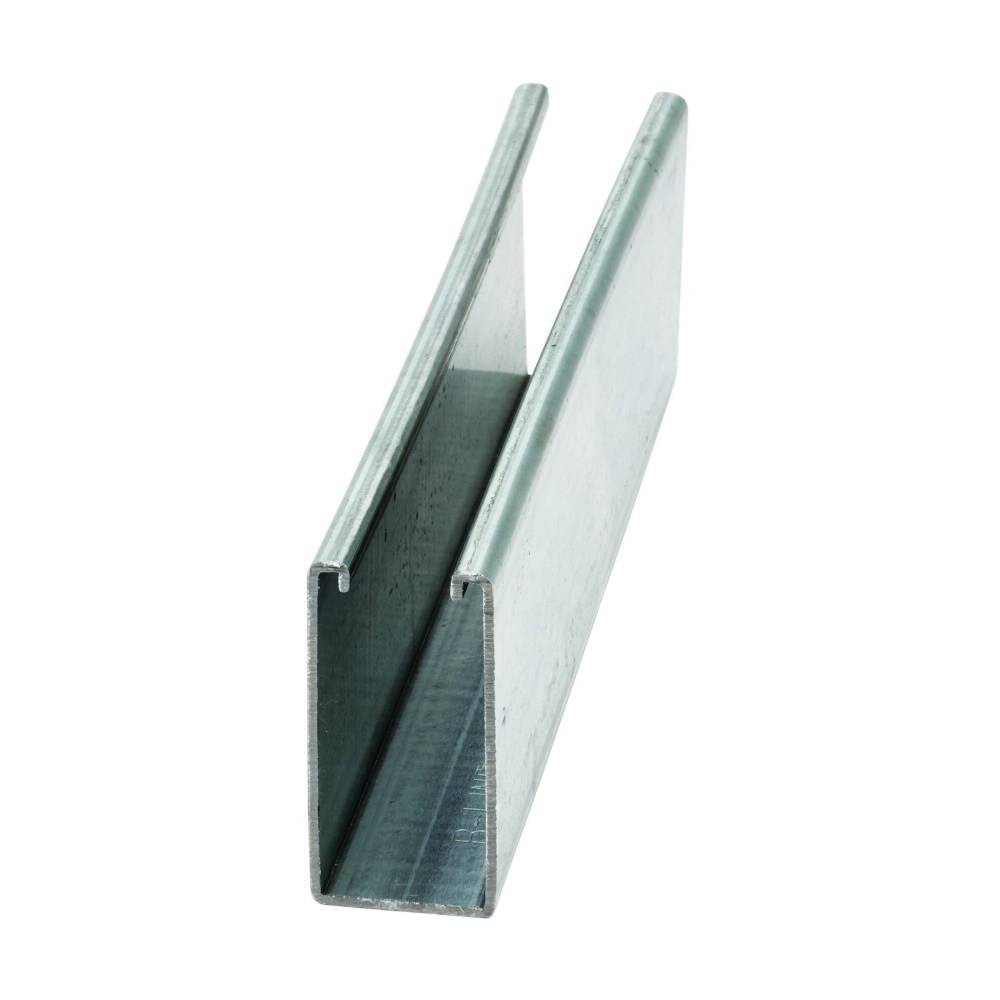 B-Line B54-120SS4 Single Metal Framing Channel, 10 ft L 1-5/8 in W 13/16 in D 14 ga THK, ASTM A240 304 Stainless Steel, 304 Stainless Steel, Import