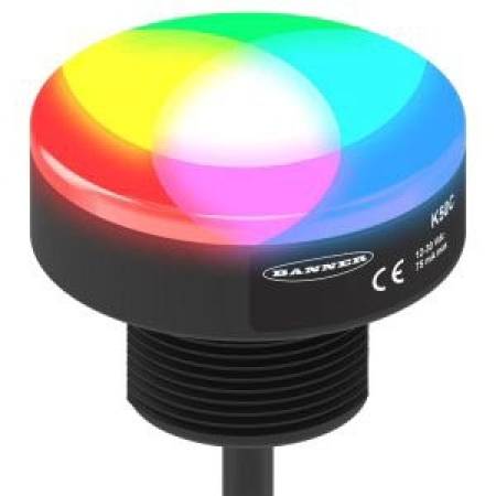 10 to 30 VDC, 220 mA, Banner Engineering Corp. BFK50CL2RGB7QP (807255) Programmable Indicator, 7-Color