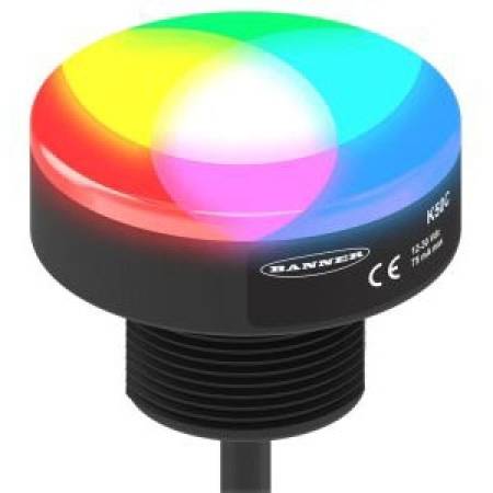 18 to 30 VDC, 150 mA, Banner Engineering Corp. BFK50CL2RGBKQP (807257) Programmable Indicator, 7-Color