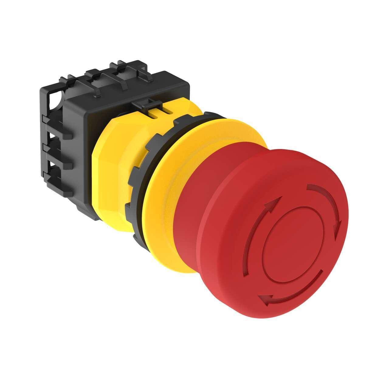 Banner Engineering SSA-EB1PL2-12 SSA Emergency Stop Button, 81 mm H x 37 mm W x 40 mm D, 2NC-1NO Contact, Push Button Operator