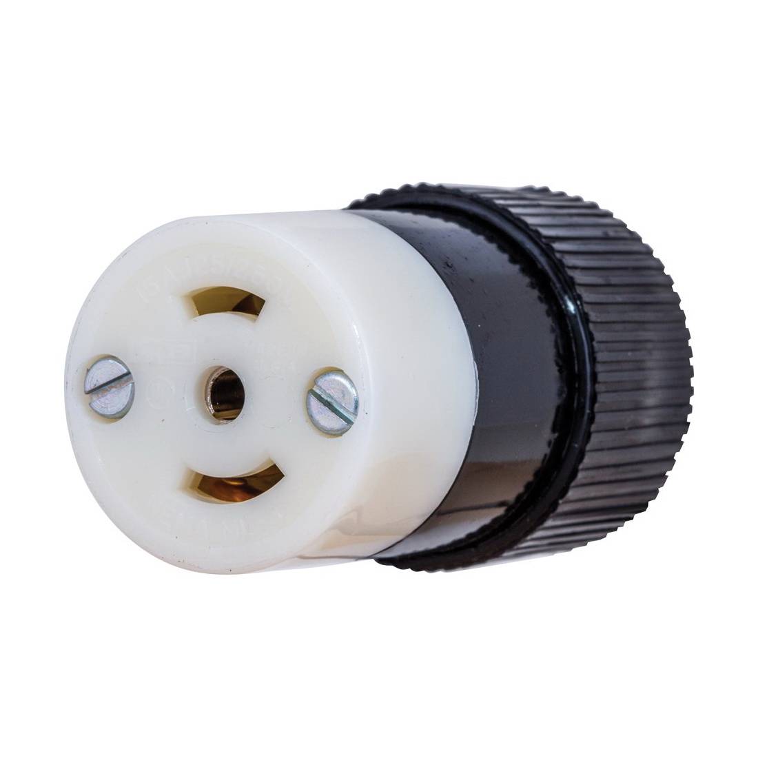 Wiring Device-Kellems Twist-Lock® Insulgrip® 7484NC Female Midget Non-Grounding Locking Connector, 125/250 VAC, 15 A, 3 Poles, 3 Wires, Black/White