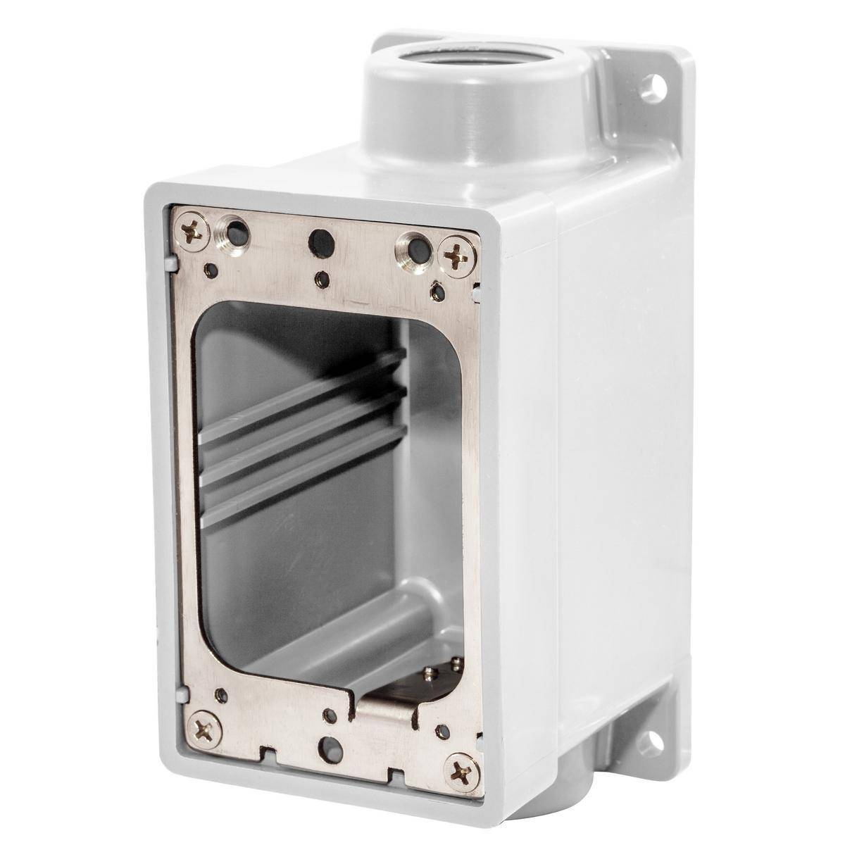 Wiring Device-Kellems HBL60CM83WA Non-Metallic Standard Watertight Molded FD Box, PBT, 22 cu-in Capacity, (1) Outlets, 5.95 in L x 2.94 in H