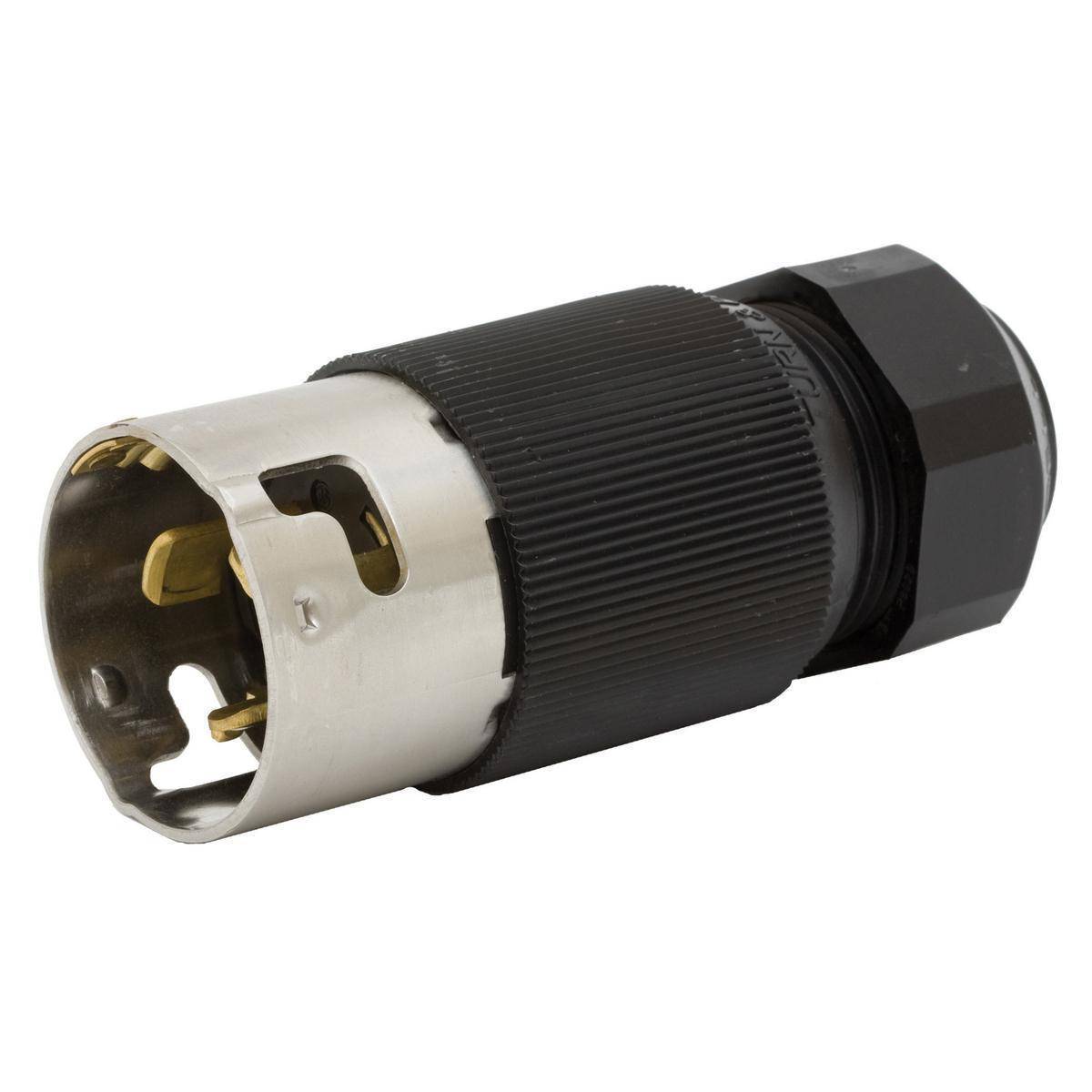 Bryant Electric Wiring Device-Kellems CS6365L 1-Phase Economy Extra Heavy Duty Grounding Male Locking Plug, 125/250 VAC, 50 A, 3 Poles, 4 Wires, Black