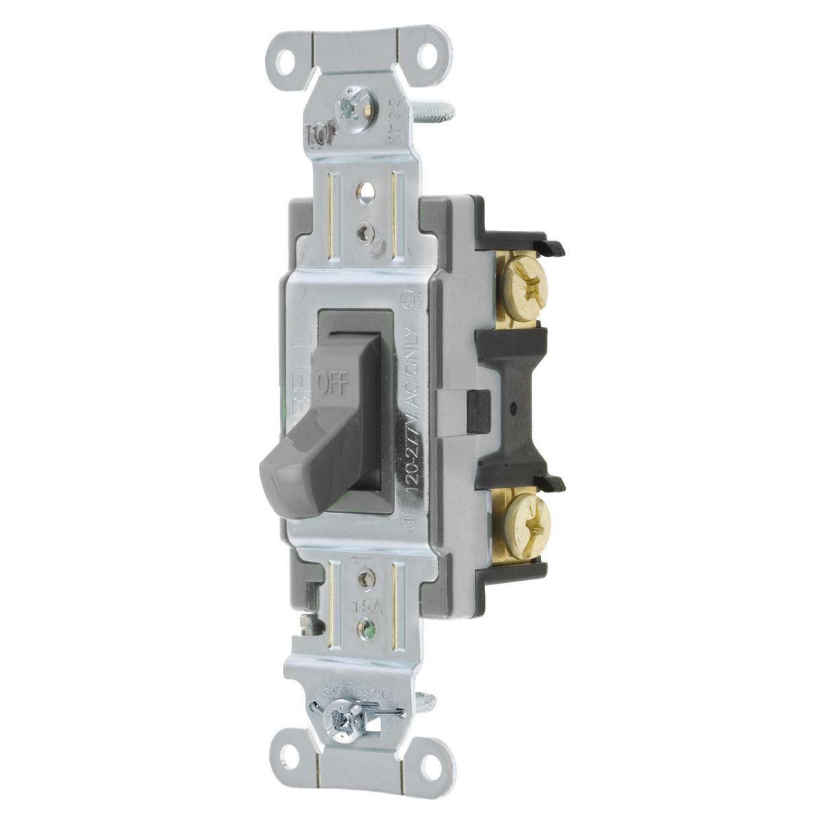 EATON Arrow Hart CSB115GY Specification Grade Toggle Switch, 120/277 V, 15 A, 1/2 hp, 2 hp Power Rating