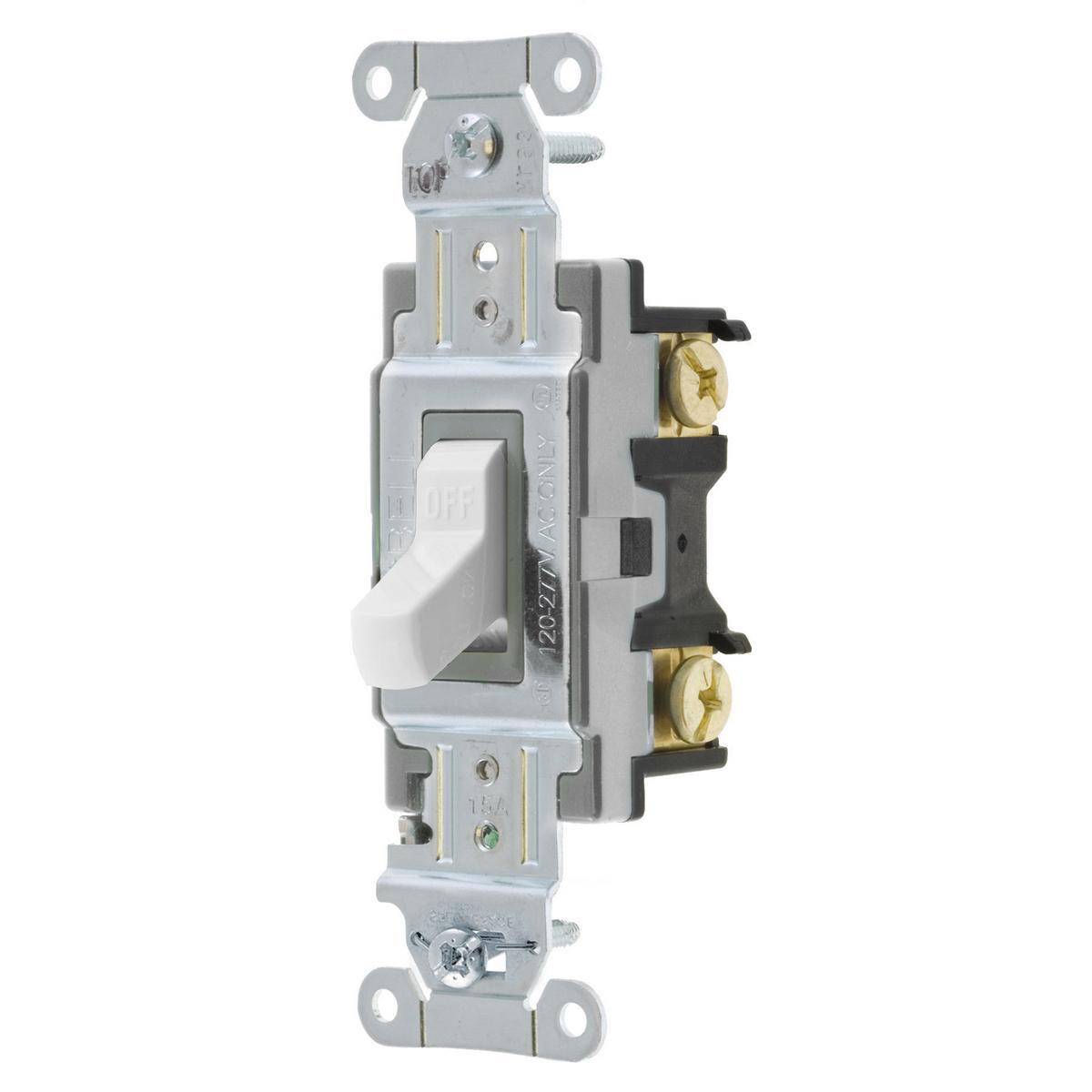 EATON Arrow Hart CSB115W Specification Grade Toggle Switch, 120/277 V, 15 A, 1/2 hp, 2 hp Power Rating