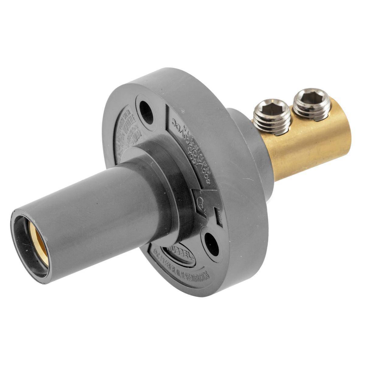 Wiring Device-Kellems HBL15FRGY 15 Series Extra Heavy Duty Female Single Pole Receptacle, 600 VAC/250 VDC, 150 A, 8 to 2 AWG Wire, Double Set Screw Connection
