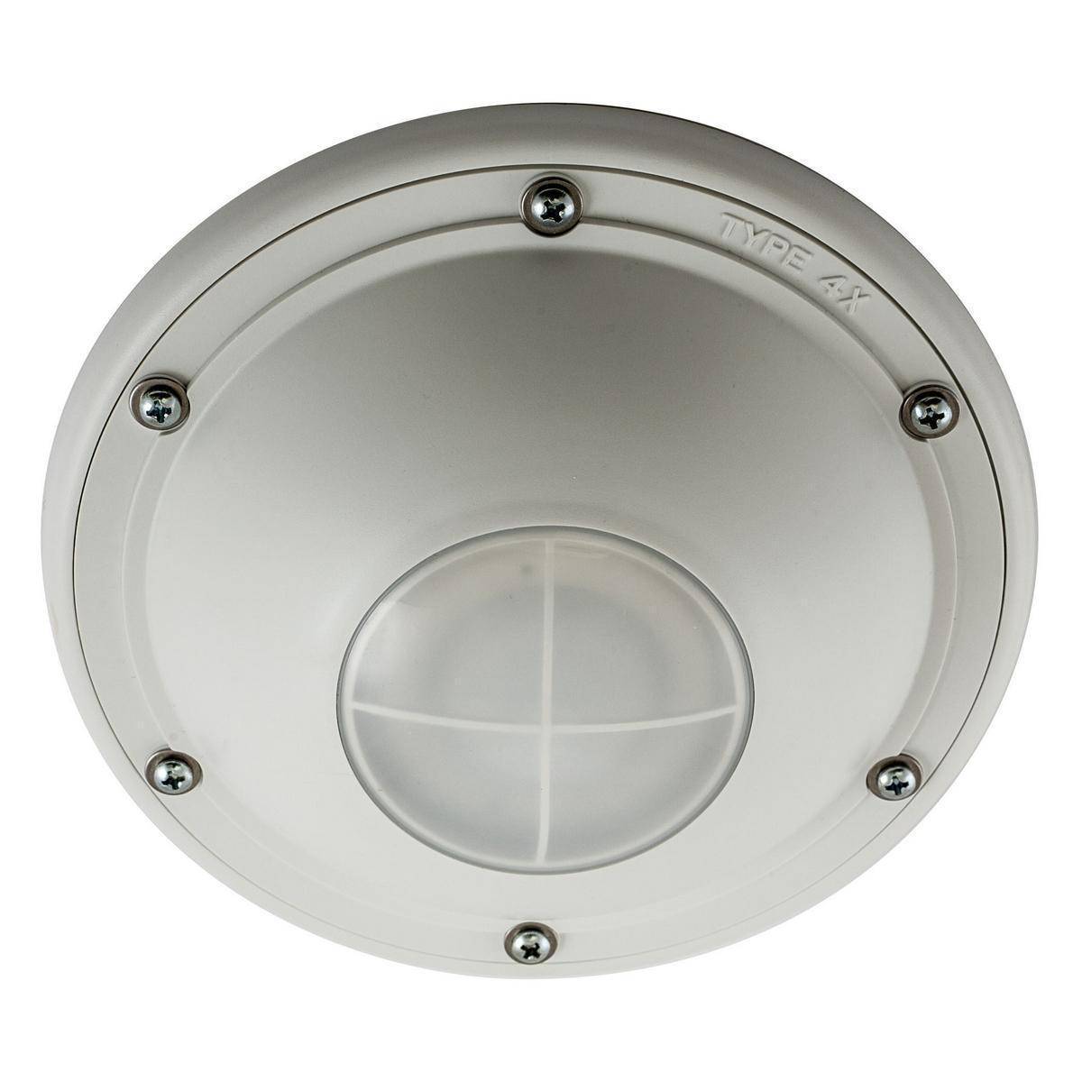 Wiring Device-Kellems H-MOSS® ACIPE Protective Enclosure, For Use With Passive Infrared Ceiling Mount Sensor, 6000 Cycles Minimum Operating, 32 to 104 deg F, Wire Leads Connectors, Threaded Mount, NEMA 4X Enclosure, White