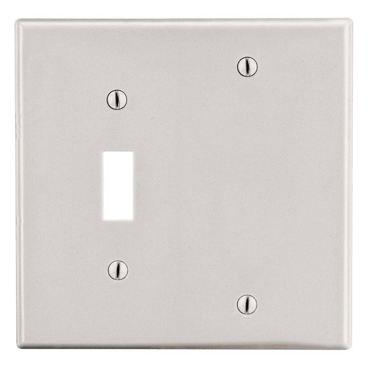 EATON Arrow Hart™ PJ113LA PJ Series Mid-Sized Combination Wall Plate, 2 Gangs, 4.94 in W x 4.87 in H, Polycarbonate/Thermoplastic, Light Almond