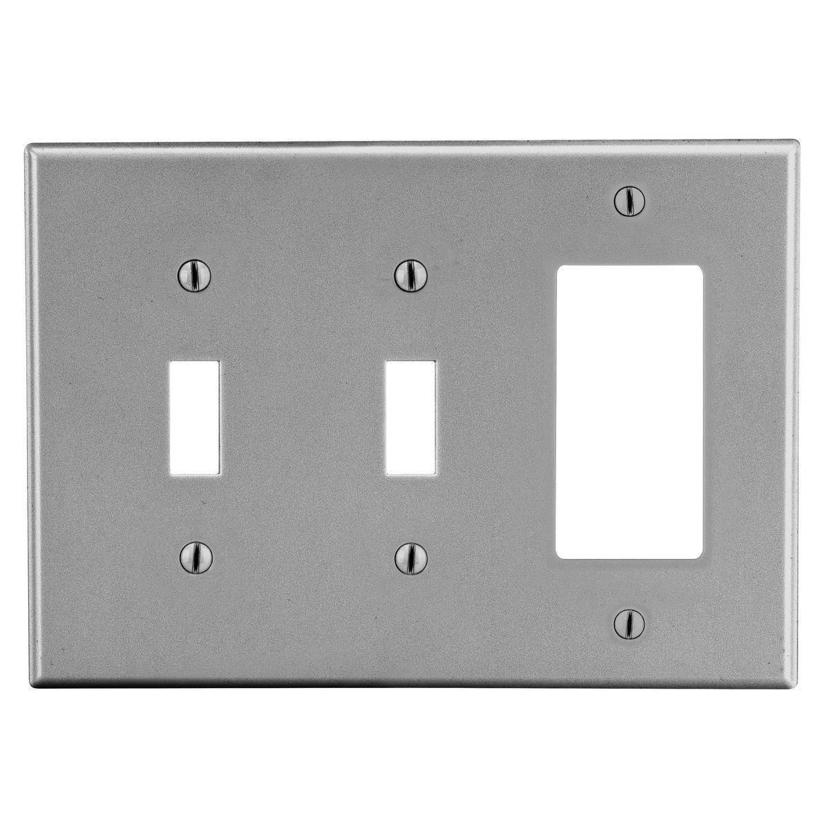 EATON Arrow Hart™ PJ226GY PJ Series Mid-Sized Combination Wall Plate, 3 Gangs, 6.75 in W x 4.87 in H, Polycarbonate/Thermoplastic, Gray