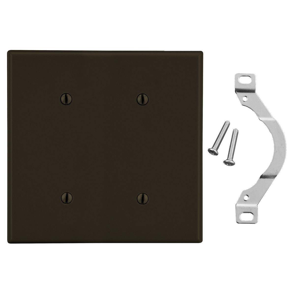 Bryant Electric P24 Non-Metallic Standard Blank Wall Plate, 2 Gangs, 4.69 in W x 4.63 in H, Polycarbonate Thermoplastic, Brown