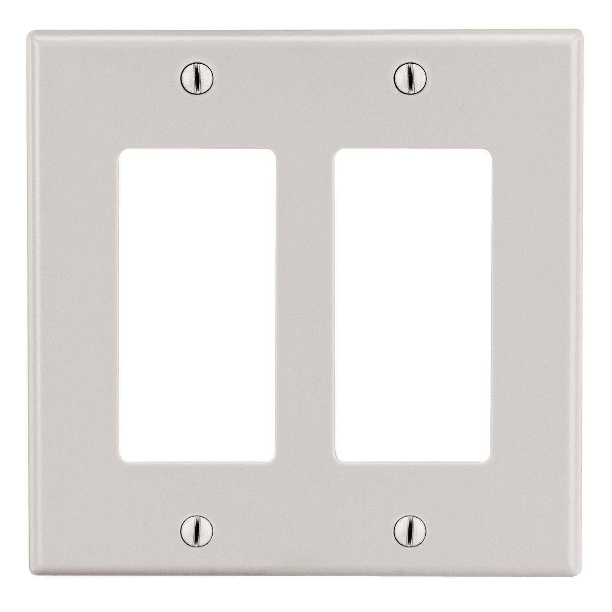 EATON Arrow Hart™ PJ262LA Mid-Size Standard Screwless Decorative Wall Plate, 2 Gangs, 4.94 in W x 4.87 in H, Polycarbonate, Light Almond