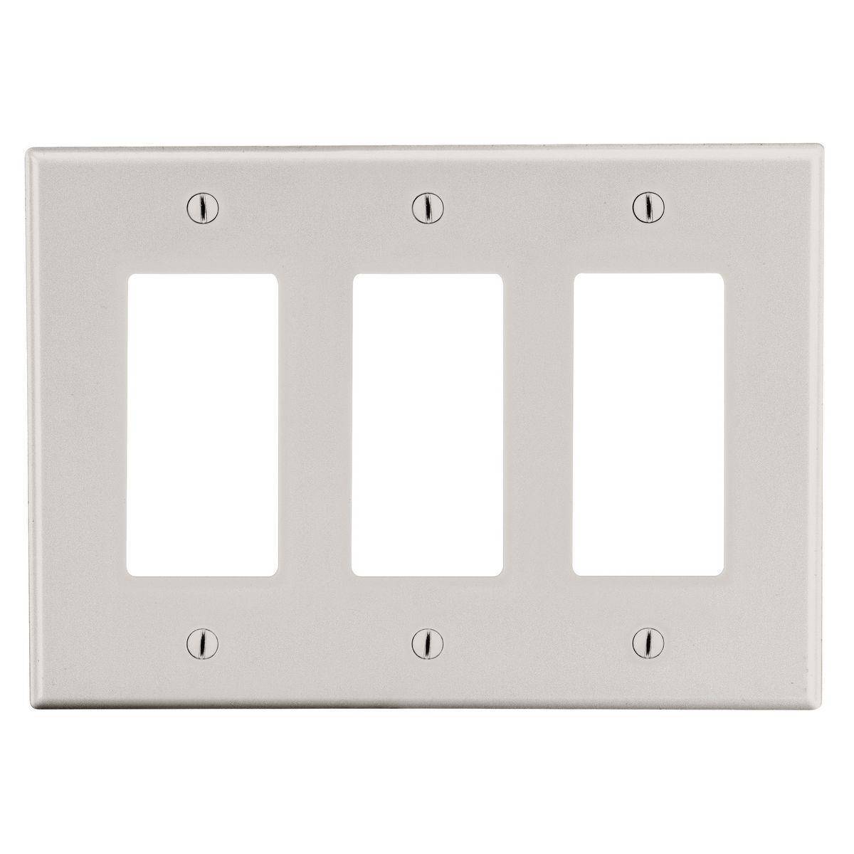 EATON Arrow Hart™ PJ263LA PJ Series Mid-Sized Decorator Wall Plate, 3 Gangs, 6.75 in W x 4.87 in H, Polycarbonate/Thermoplastic, Light Almond