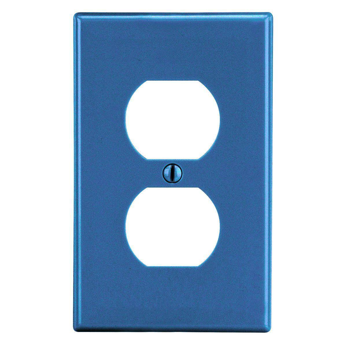 EATON Arrow Hart™ PJ8BL PJ Series Mid-Sized Receptacle Wall Plate, 1 Gangs, 3.12 in W x 4.87 in H, Polycarbonate/Thermoplastic, Blue