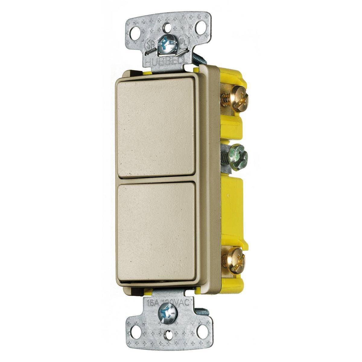 Wiring Device-Kellems tradeSELECT® RCD101I Decorator 2-Position Side Wired Snap Action Standard Combination Switch, 120/277 VAC, 15 A, 4155 W, 1 Poles