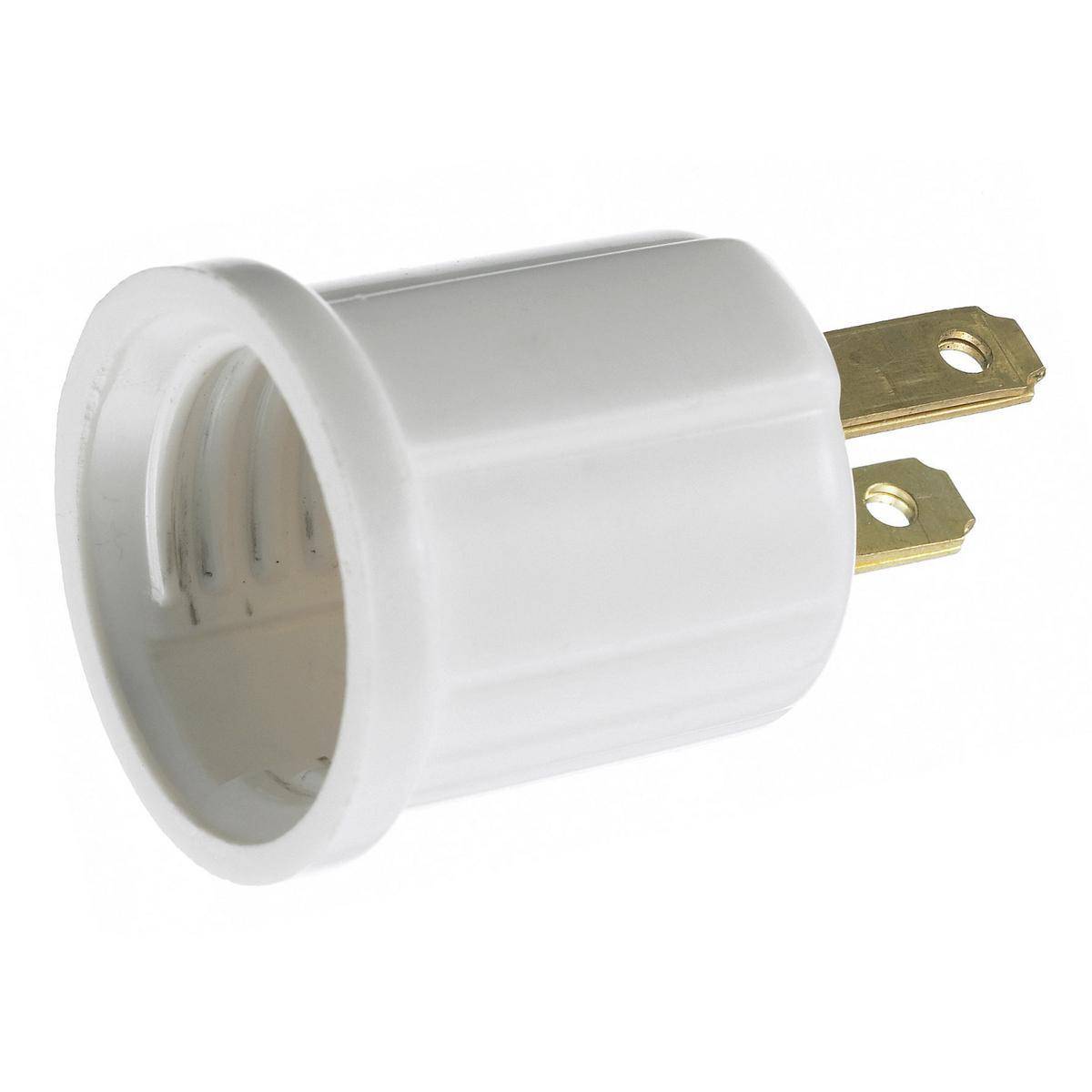 Wiring Device-Kellems RL200 2-Pole 3-Wire 1-Phase Grounding Residential Grade Standard Lamp Adapter, 660 W, 125 VAC, 15 A, Medium Lamp Base Incandescent Lamp