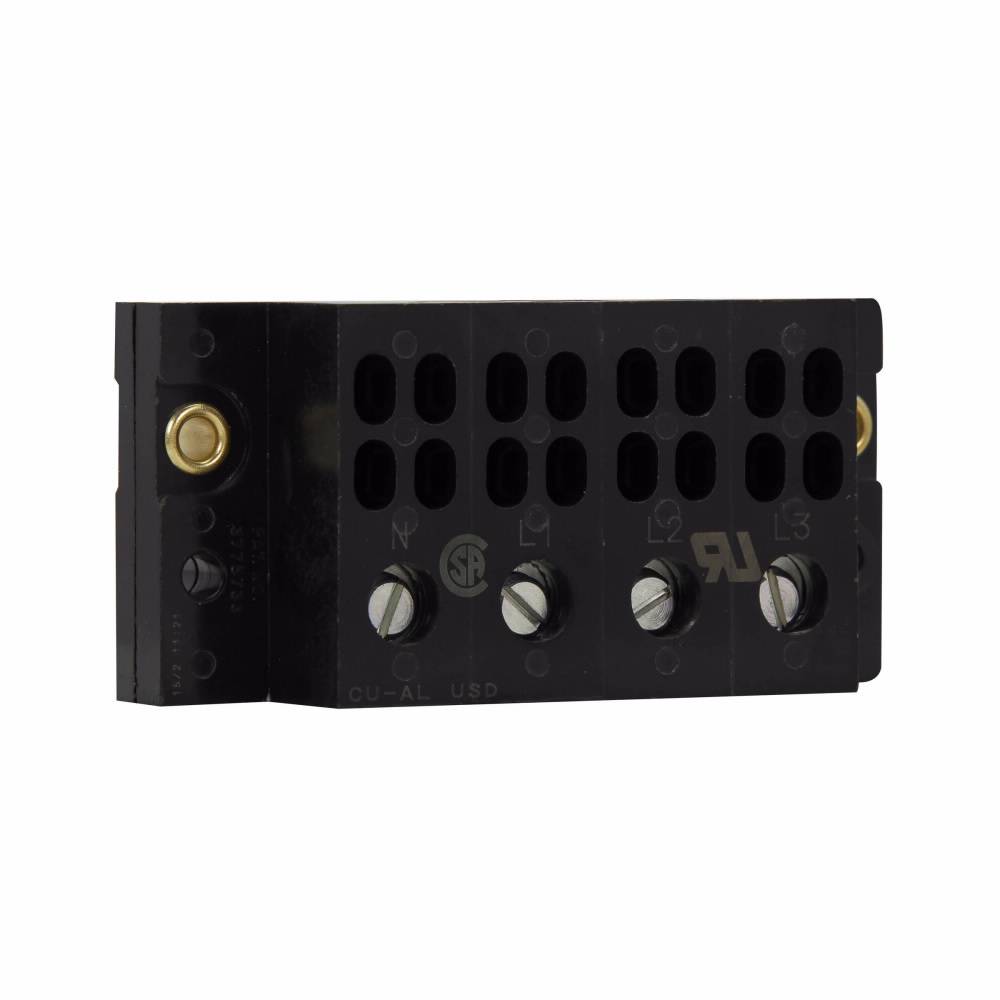 Bussmann 11725-4-WF Power Terminal Block Assembly, 600 VAC, 70 A, 14 to 2 AWG Cu/8 to 2 AWG Al Wire, 4 Poles