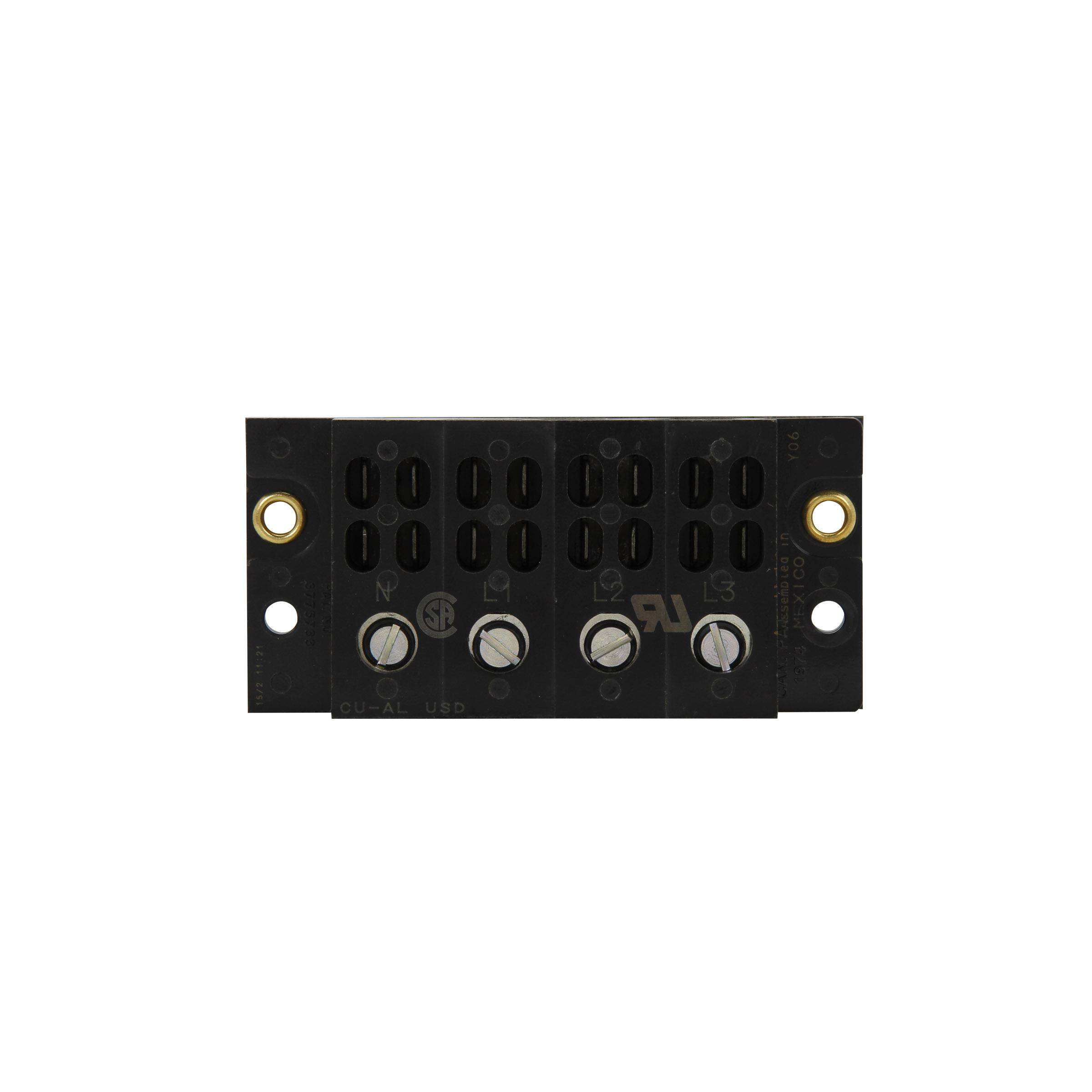 Bussmann 11725-4-WF Power Terminal Block Assembly, 600 VAC, 70 A, 14 to 2 AWG Cu/8 to 2 AWG Al Wire, 4 Poles