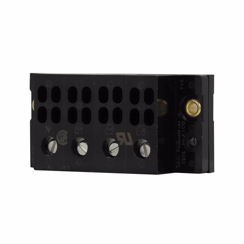 Bussmann 11725-4-WF Power Terminal Block Assembly, 600 VAC, 70 A, 14 to 2 AWG Cu/8 to 2 AWG Al Wire, 4 Poles