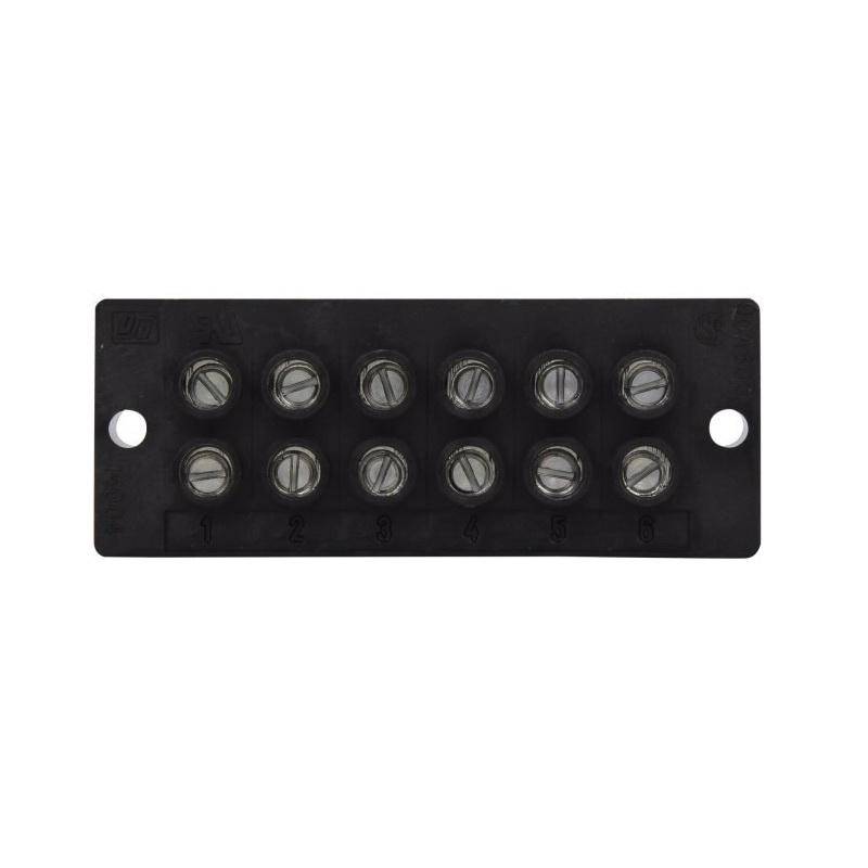 EATON 14004-6 Power Terminal Block, 600 VAC/VDC, 90 A, 14 to 4 AWG Cu, 8 AWG Al Wire