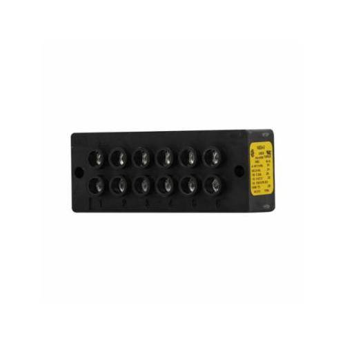 EATON 14004-6 Power Terminal Block, 600 VAC/VDC, 90 A, 14 to 4 AWG Cu, 8 AWG Al Wire