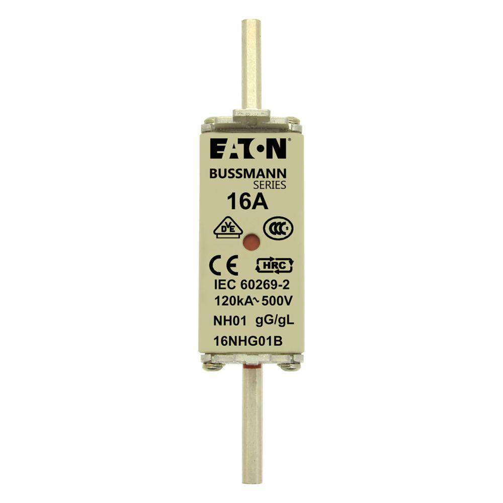 Edison 16NHG01B Fuse Link With Metal Gripping Lug, 500 VAC, 16 A