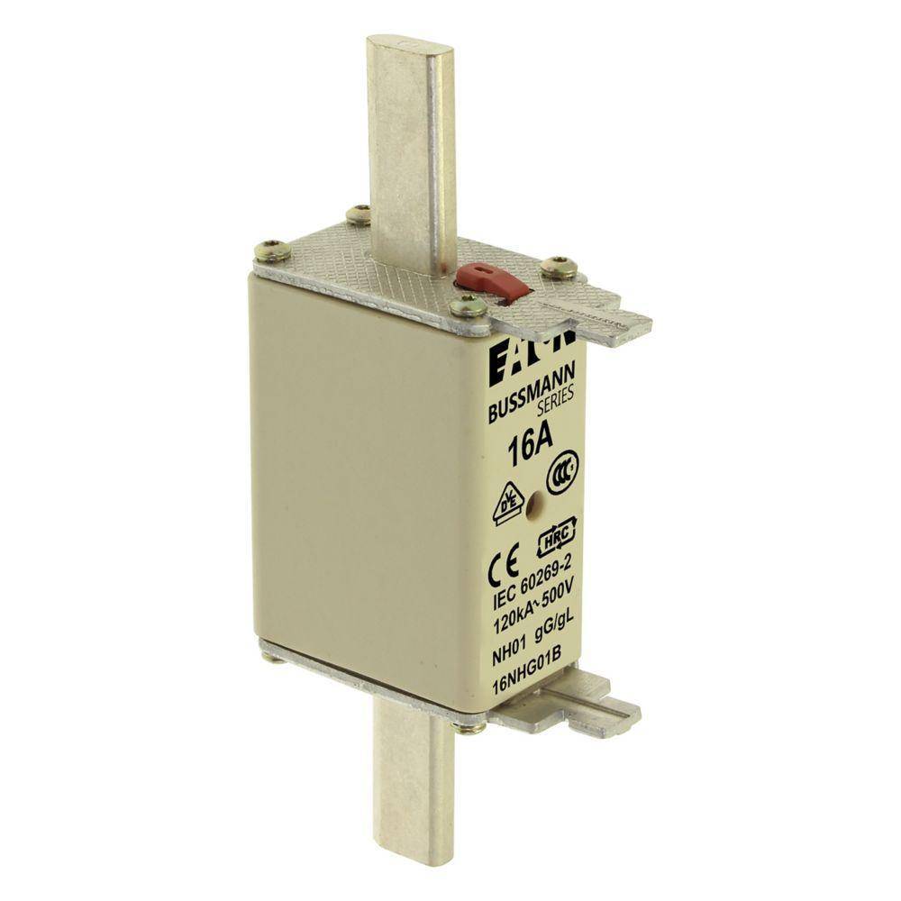 Edison 16NHG01B Fuse Link With Metal Gripping Lug, 500 VAC, 16 A
