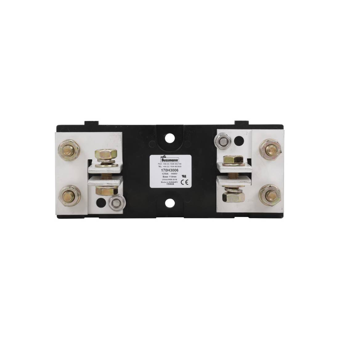 Bussmann 170H3006 Fixed Center Fuse Block, 690/700 V, 1250 A, 1 Pole