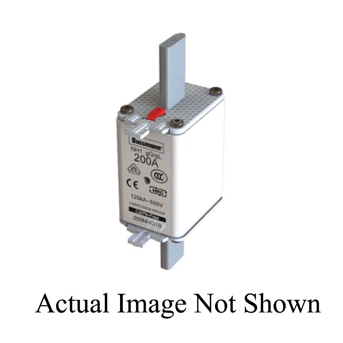 Edison Bussmann 200NHG1B Size 1 Dual Indicator NH Fuse Link, 500 V, 200 A, For Use With Bussmann NH Size Photovoltaic Fuse, Class C gG/gL Fuse, Ceramic
