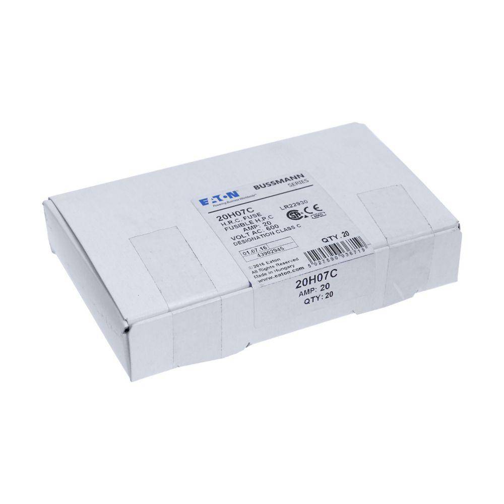 Bussmann 20H07C HRC Form II Canadian Current Limiting Fuse, 20 A, 600 VAC/250 VDC, 200 kA Interrupt, Cartridge Body