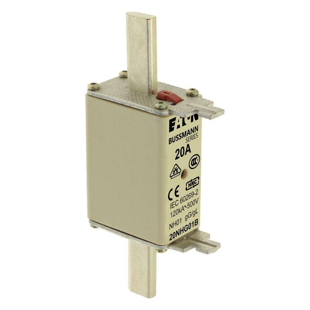 Edison 20NHG01B Fuse Link With Metal Gripping Lug, 500 VAC, 20 A