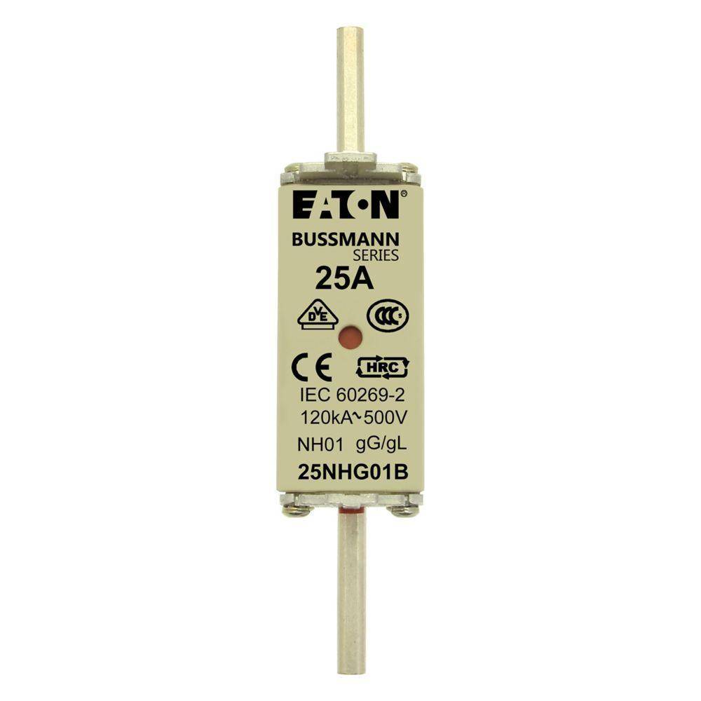 Edison 25NHG01B Fuse Link With Metal Gripping Lug, 500 VAC, 25 A