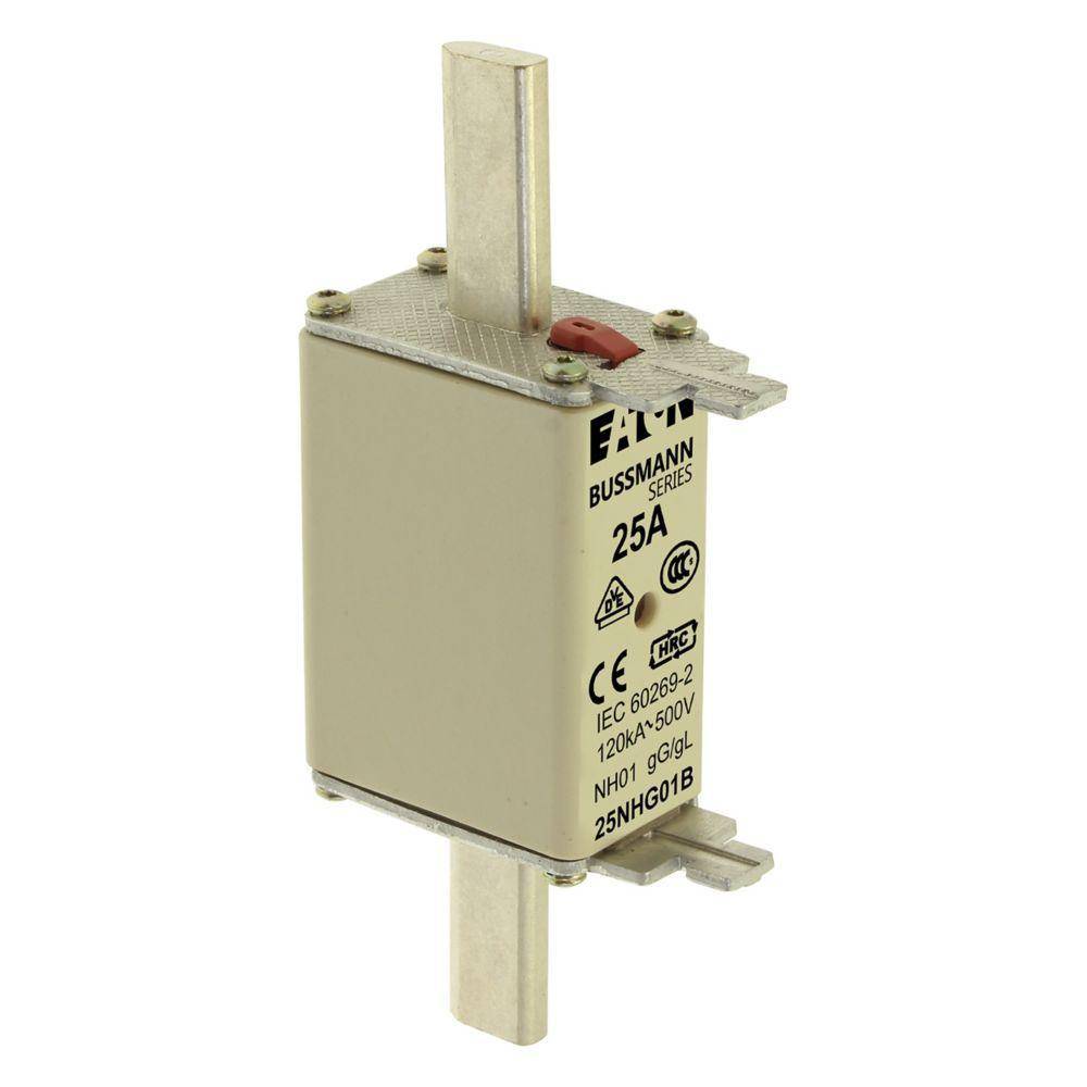Edison 25NHG01B Fuse Link With Metal Gripping Lug, 500 VAC, 25 A