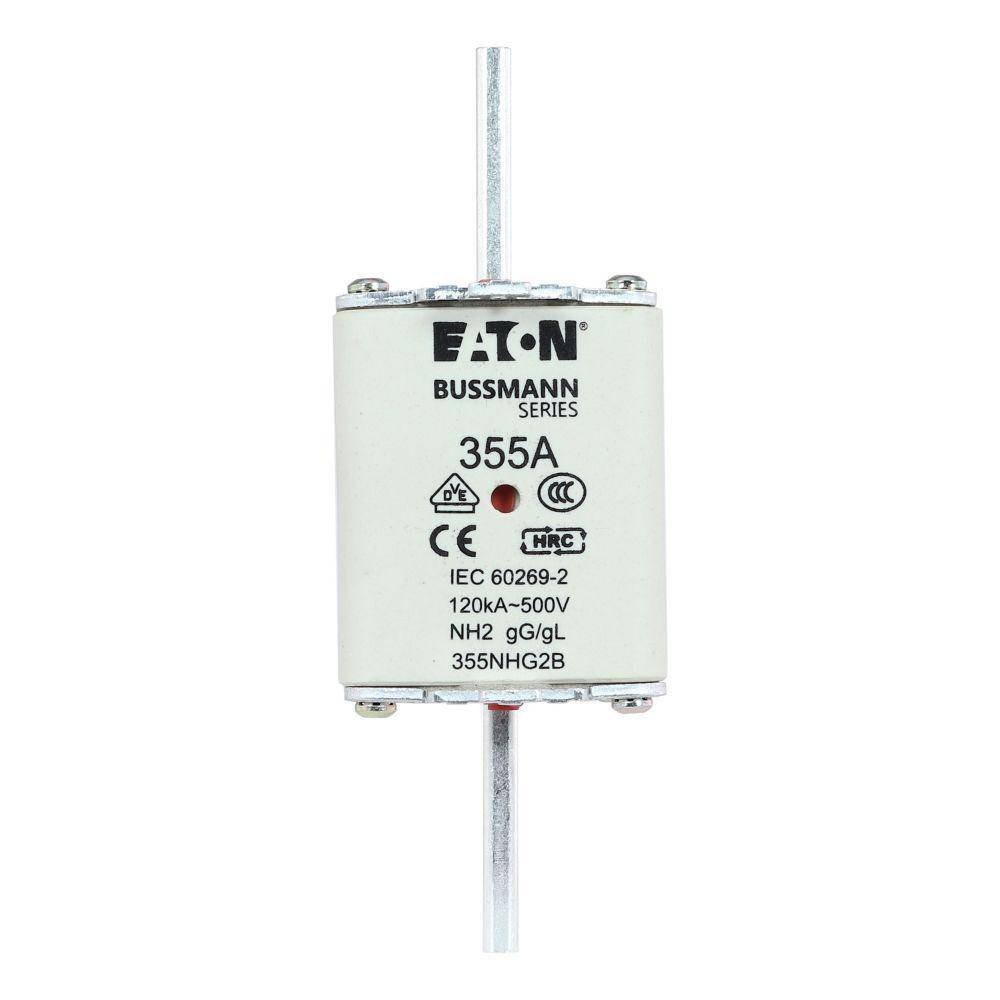 Edison Bussmann 355NHG2B Size 2 Dual Indicator NH Fuse Link, 500 V, 355 A, For Use With Bussmann NH Size Photovoltaic Fuse, Class C gG/gL Fuse, Ceramic