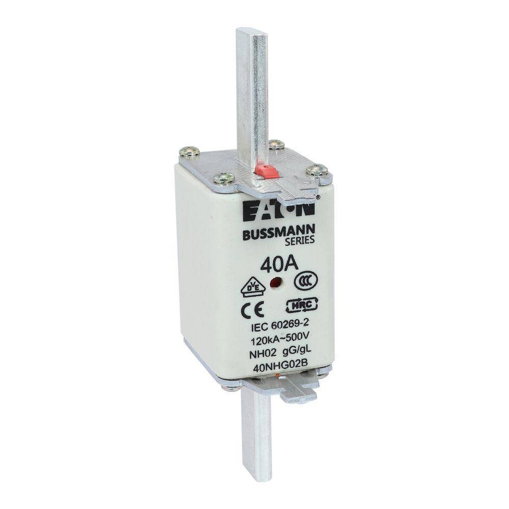 Edison 40NHG02B Fuse Link With Metal Gripping Lug, 500 VAC, 40 A