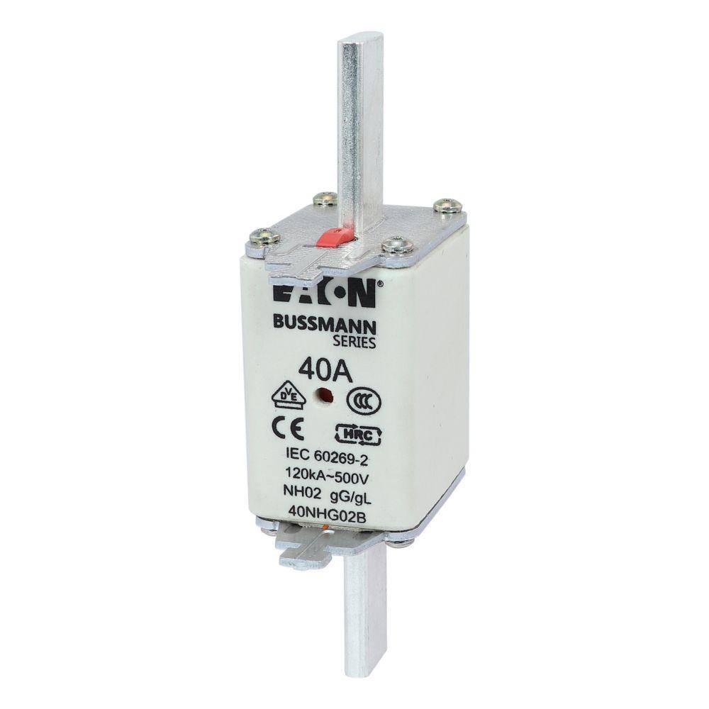 Edison 40NHG02B Fuse Link With Metal Gripping Lug, 500 VAC, 40 A