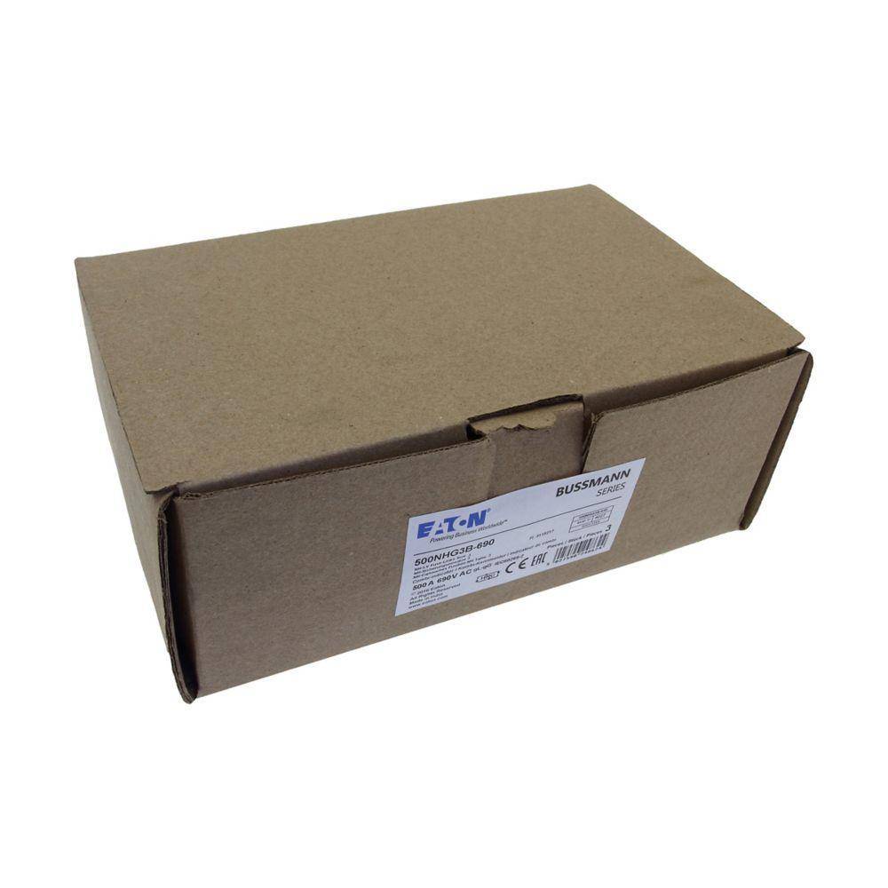 Bussmann 500NHG3B-690 Dual Indicator Low Voltage Size 03 NH Fuse Link, 690 V, 500 A, For Use With Class C/gG/gL Fuse, Ceramic