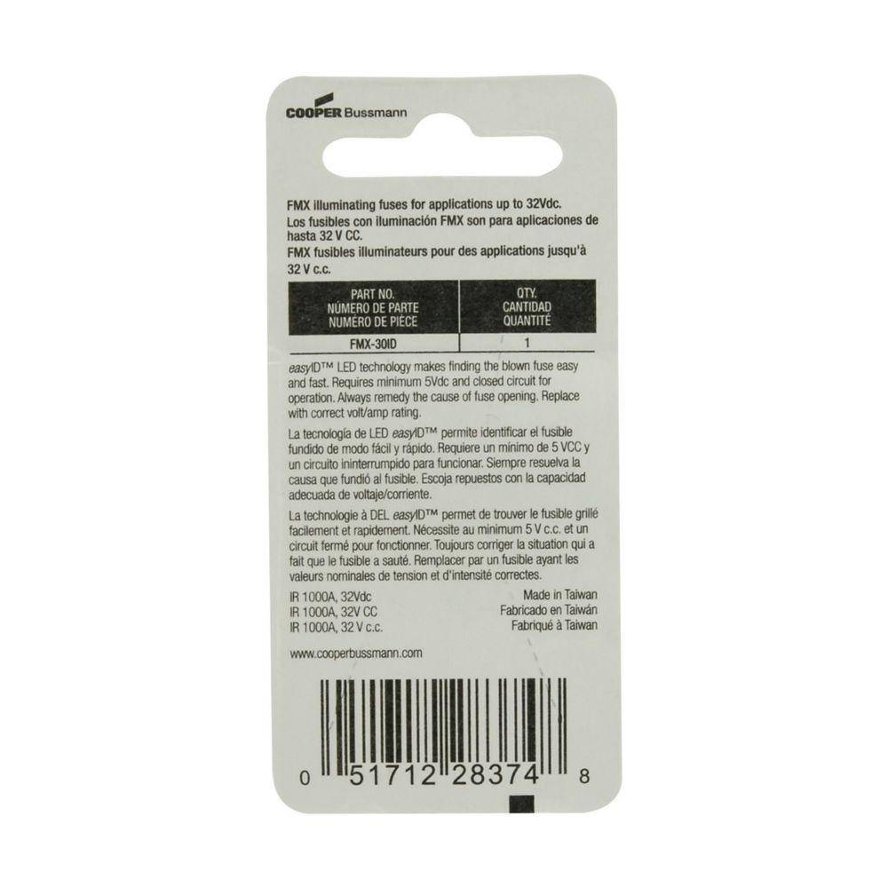 Bussmann BP/FMX-30ID Blade Fuse, 30 A, 32 VDC, Pink