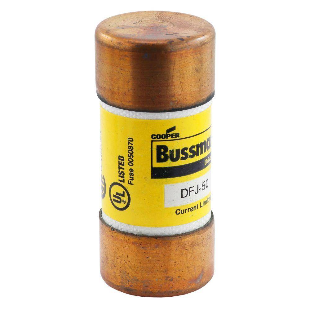 Bussmann DFJ-50 Current Limiting High Speed Drive Fuse, 50 A, 600 VAC/450 VDC, 200/100 kAIC Interrupt, J Class, Cylindrical Body