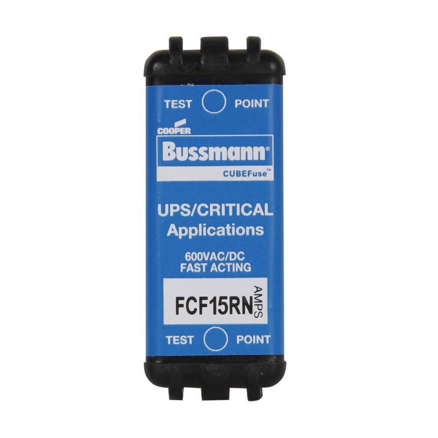 Bussmann CUBEFuse™ FCF15RN Fast Acting Non-Indicating Fuse, 15 A, 600 VAC/VDC, 50/300 kA Interrupt, Class: CF, Cartridge Body