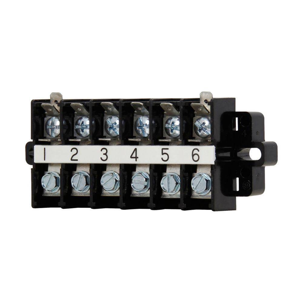 Bussmann KUH6C Barrier End Terminal Block Connector, 600 VAC, 60 A, 22 to 6 AWG Wire, Black