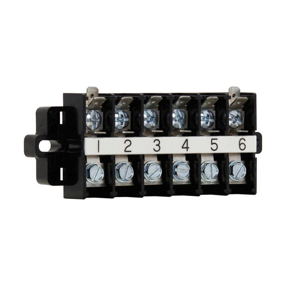 Bussmann KUH6C Barrier End Terminal Block Connector, 600 VAC, 60 A, 22 to 6 AWG Wire, Black