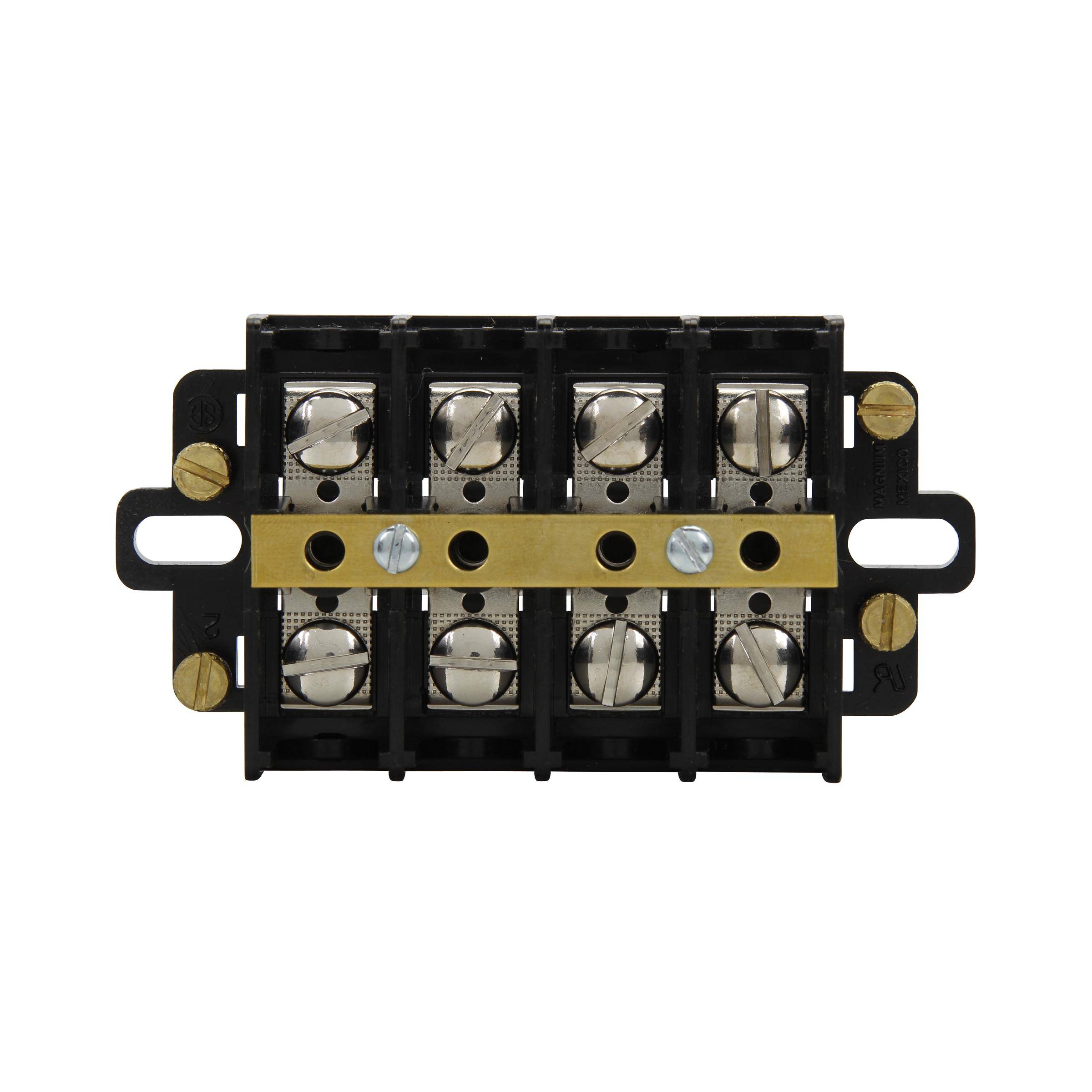 Bussmann KUSC4-WCNL Shorting Strap and Screw Terminal Block Strips and Barrier Block, 600 V, 60 A, Black