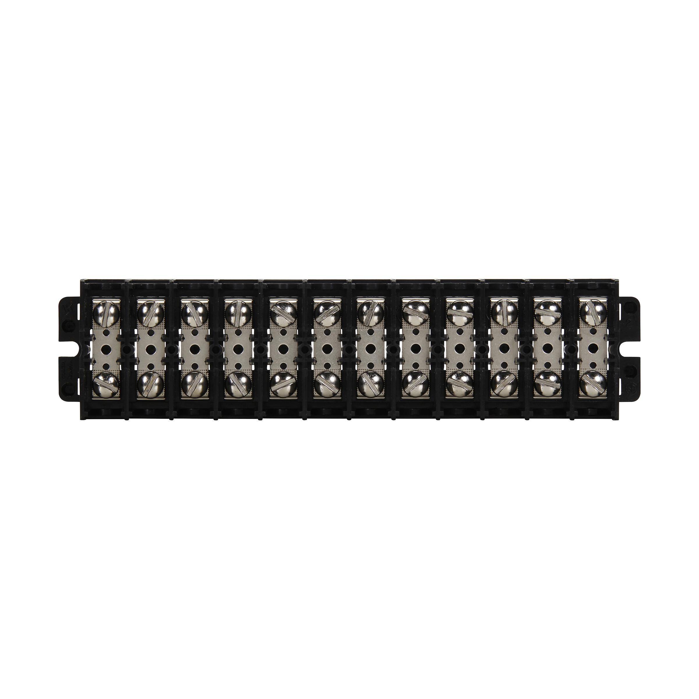 Bussmann KUX4 Double Row Terminal Block Strips and Barrier Block, 600 V, 60 A, Black