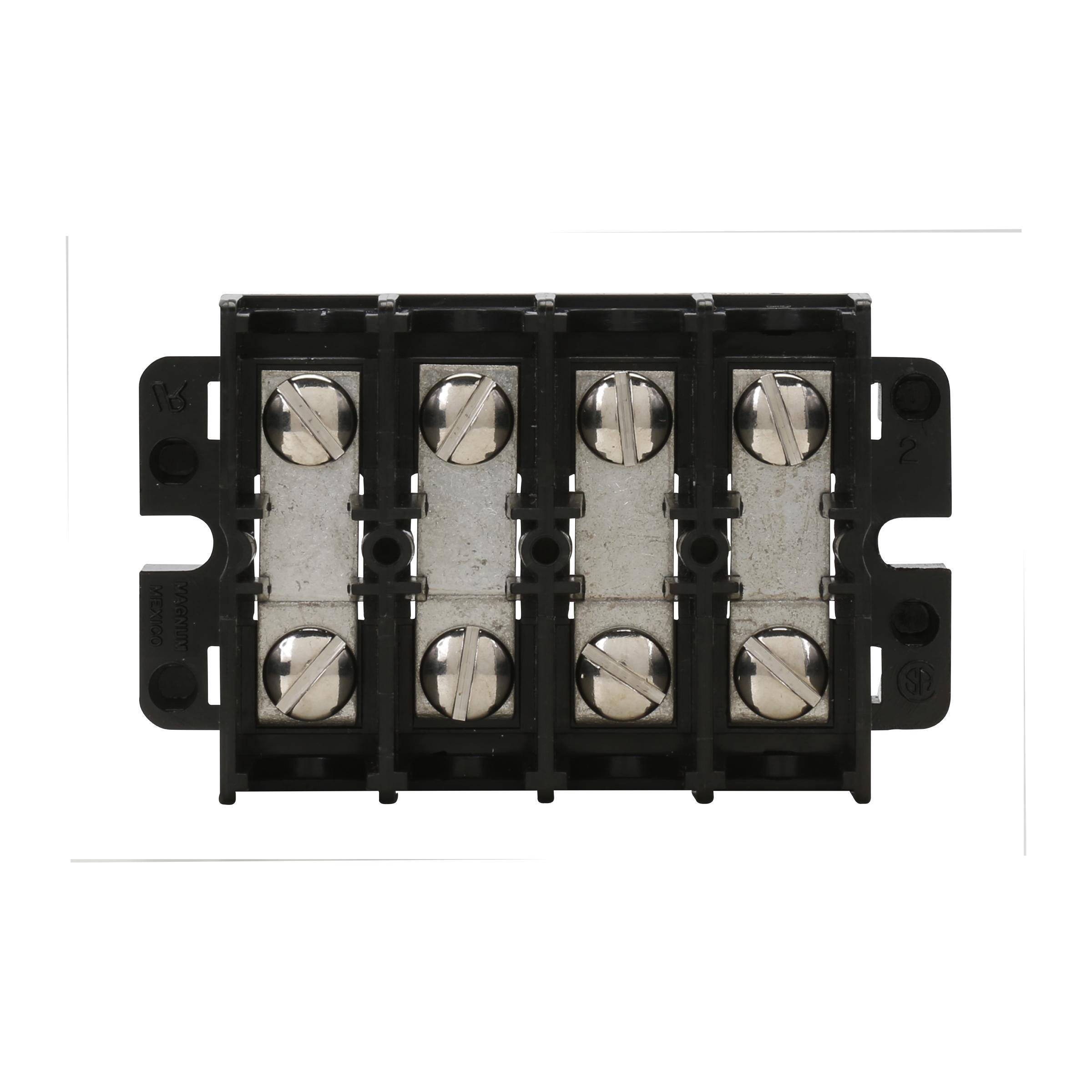 Bussmann KUXRL4 Short Block Terminal Block Strips and Barrier Block, 600 V, 60 A, Black