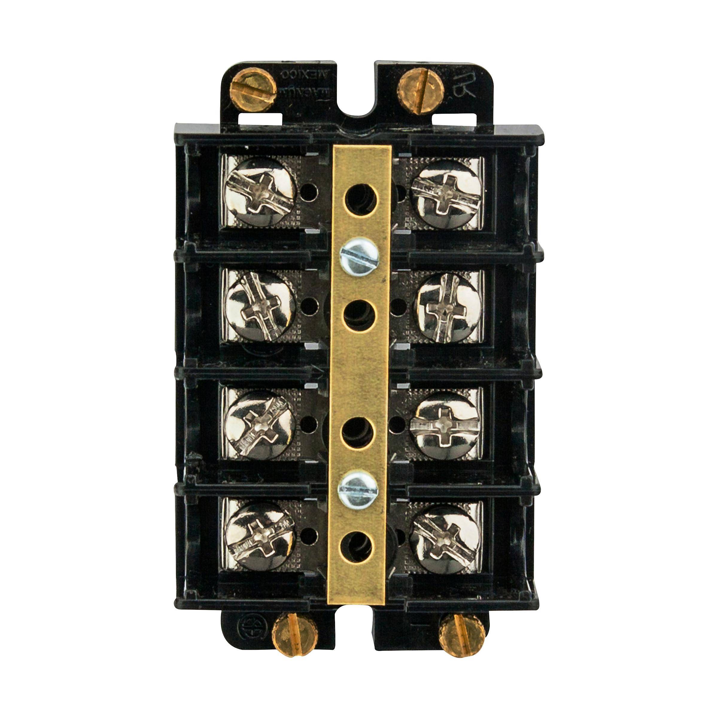 Bussmann KUXSC4-BP Short Block Shorting Strap and Screw Terminal Block Strips and Barrier Block, 600 V, 60 A, Black