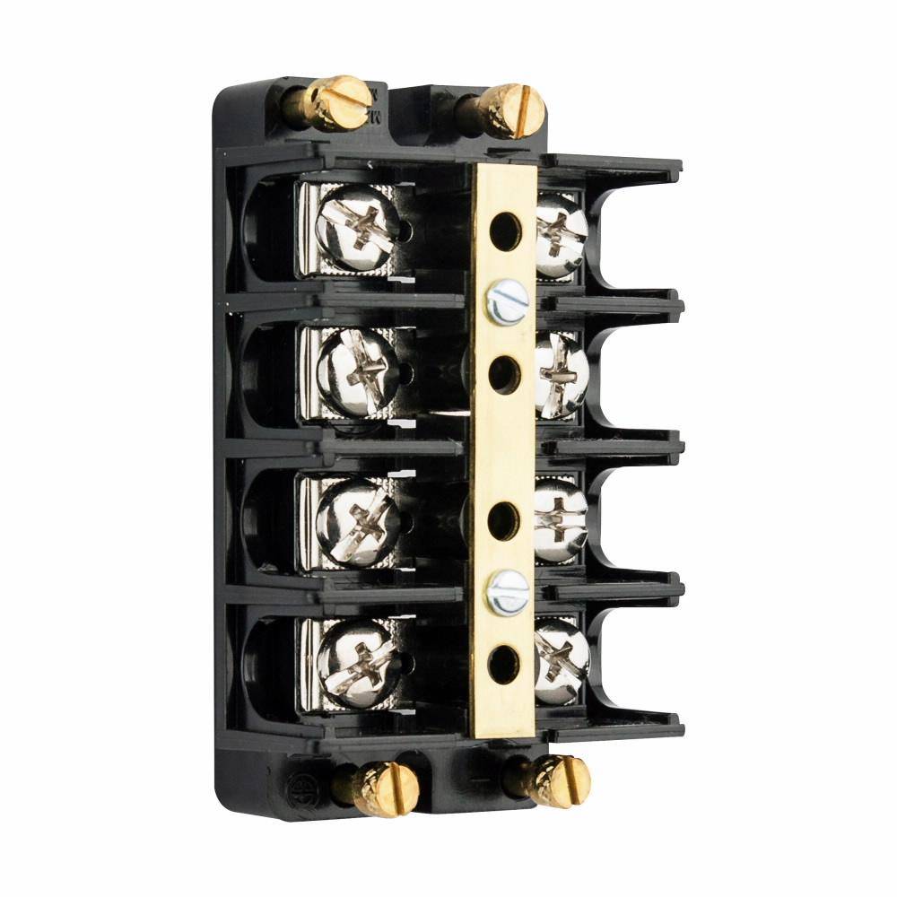Bussmann KUXSC4-BP Short Block Shorting Strap and Screw Terminal Block Strips and Barrier Block, 600 V, 60 A, Black