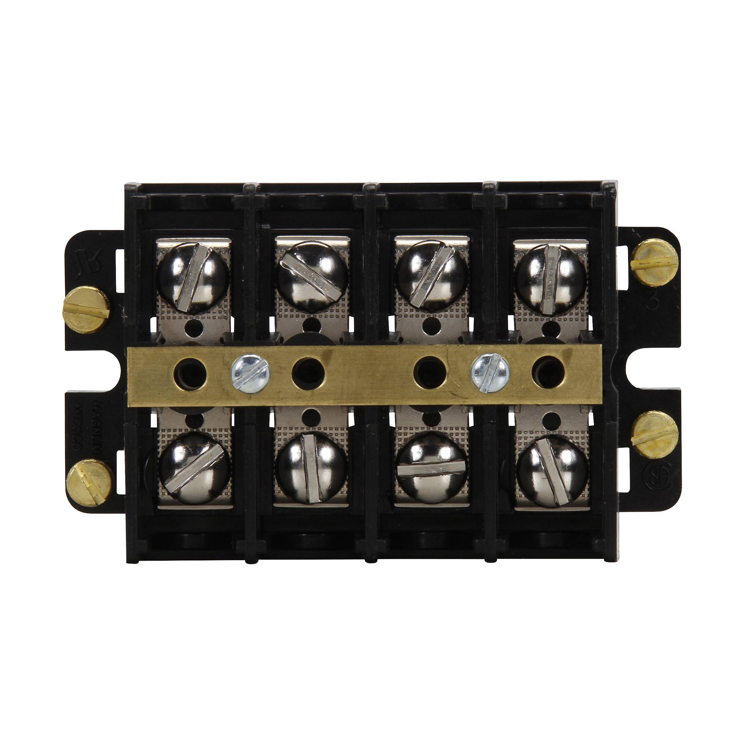Bussmann KUXSC4-W Double Row Terminal Block Strips and Barrier Block, 600 V, 60 A, Black