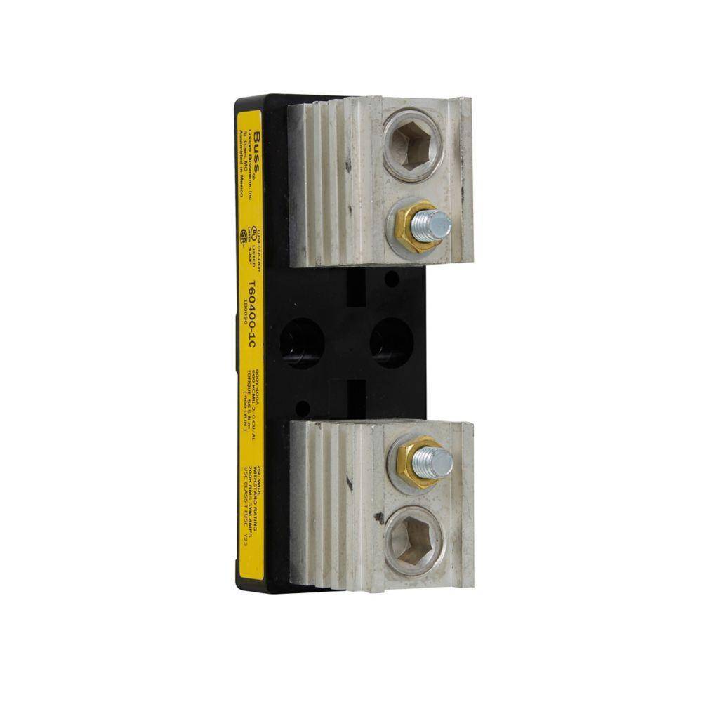 Edison T60400-1C T600 Open Style Fuse Block, 600 VAC/VDC, 201 to 400 A, T Class, 2/0 AWG to 600 kcmil Wire, 1 Pole